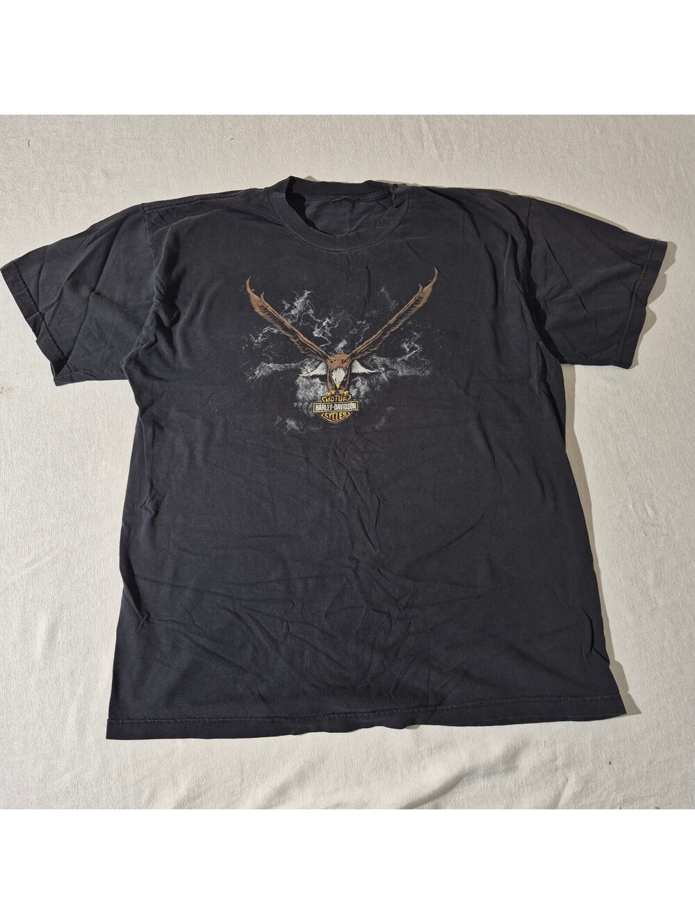 Harley-Davidson XL? Faded Eagle & Smoke gray graphic T-shirt fader tee Y2K